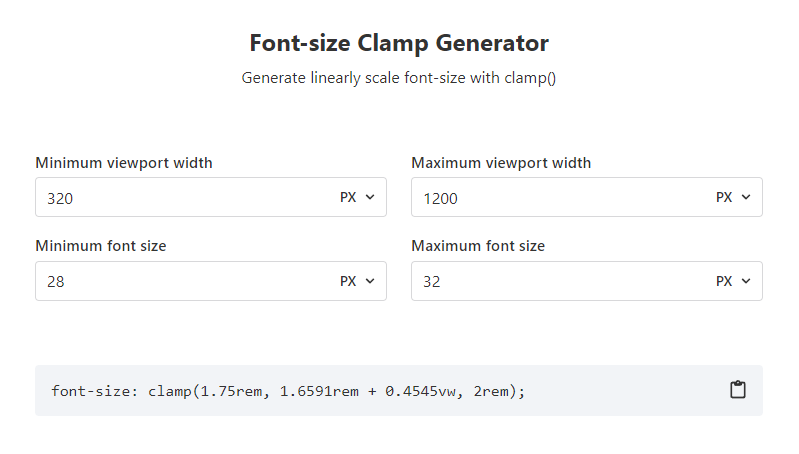 Font-size Clamp Generator